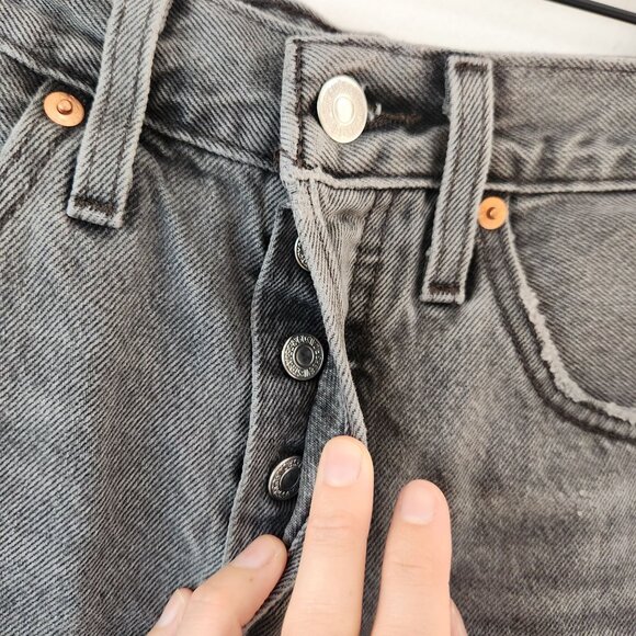 Levi's 501 Cut-Off Jeans Shorts Grey Denim High Rise Mini Women's 26 - Picture 3 of 7
